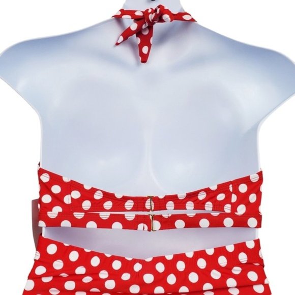 Swimsuits For All Red White Polka Dot High Waisted Bikini Swimsuit Size 16 NWT - Picture 3 of 10